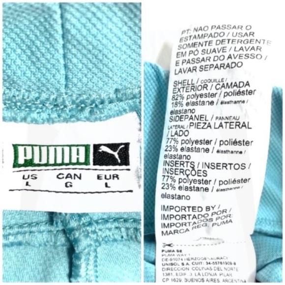 PUMA Xtg Spell Out Logo Stripe High Rise Running Leggings Tights Light Blue Sz L - Picture 6 of 9